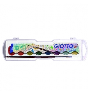 Conjunto Aguarelas 8 Cores Glitter + Pincel Giotto