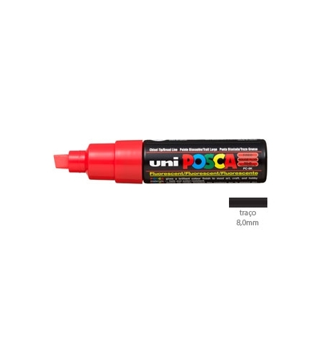 Marcador Uniball Posca PC-8K 8mm Vermelho Fluor (F15) 1un
