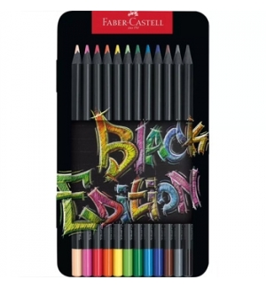 Lápis Cor 18cm Faber Castell Black Edition Cx Metálica 12un