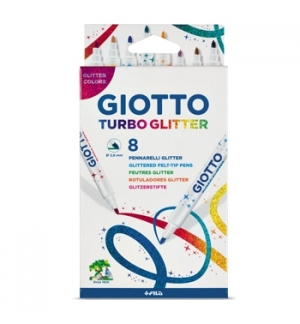Marcador Feltro Giotto Turbo (Glitter) 8 Cores