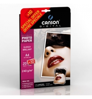 Papel 240gr Pack Promo Fotog Canson Ultimate Gloss  A4 20+10