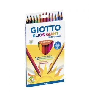 Lápis Cor 12un Cx Cartão Giotto Elios Giant 18cm