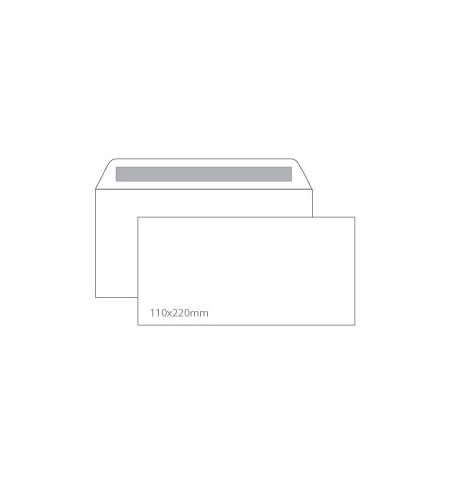 Envelopes 110x220mm DL s/janela Branco 090g Autodex 500un