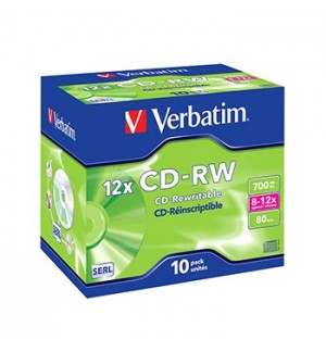 CD-RW Verbatim 700Mb 8x10x 80min Jewell Case Pack10