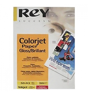 Papel 155gr A3 Rey InkJet Colorjet Glossy/Brilhante - 50Fls