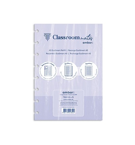 Recarga Caderno Inteligente Ambar EcoSmart A5 Quadri 50Fls