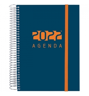 Agenda Semanal 2022 A5 Espiral com Elástico Azul