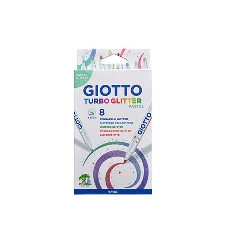 Marcador Feltro Giotto Turbo Glitter Pastel 8 Cores