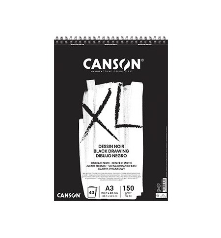 Bloco Espiralado Canson XL Dessin Noir A3 160g 40Fls