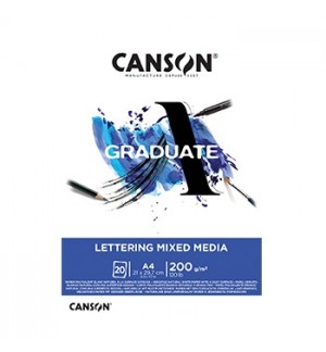 Bloco Canson Graduate Lettering Mixed Media A4 200gr 20Fls