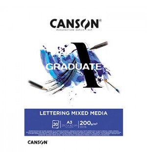 Bloco Canson Graduate Lettering Mixed Media A3 200g 20Fls