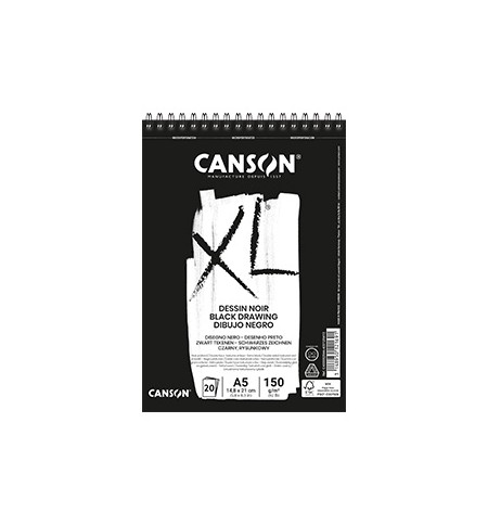 Bloco Espiralado Canson XL Dessin Noir A5 150g 20Fls