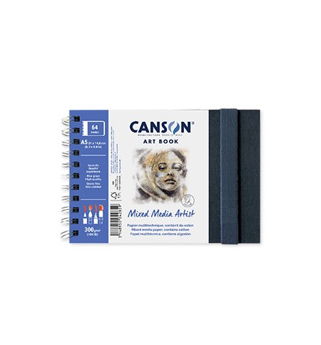 Caderno Canson Artbook Mixed Media Artist A5 300gr 56Fls