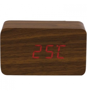 Relógio Despertador + Calendário + Temperatura Madeira