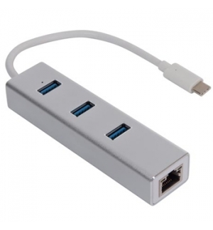 Adaptador USB-C para Ethernet Gigabit + 3 Portas USB