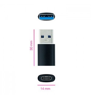 Adaptador USB-A Macho / USB-C Femea Preto