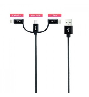 Cabo USB-A para Type-C / Lightning / micro-USB 1m
