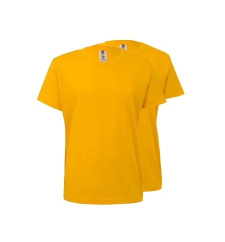 T-Shirt Criança Algodão 155g Amarelo Tamanho 3/4 Pack 2un