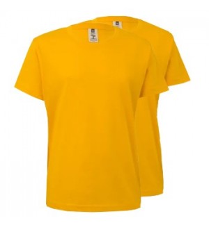 T-Shirt Criança Algodão 155g Amarelo Tamanho 7/8 Pack 2un