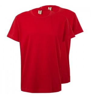 T-Shirt Criança Algodão 155g Vermelho Tamanho 5/6 Pack 2un