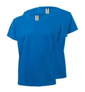 T-Shirt Criança Algodão 155g Azul Turquesa Tam 5/6 Pack2