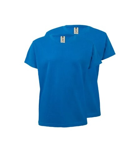 T-Shirt Criança Algodão 155g Azul Turquesa Tam 12/14 Pack2