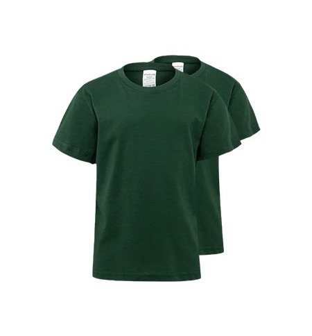 T-Shirt Criança Algodão 155g Verde Garrafa Tam 7/8 Pack2