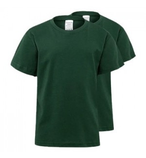 T-Shirt Criança Algodão 155g Verde Garrafa Tam 12/14 Pack2