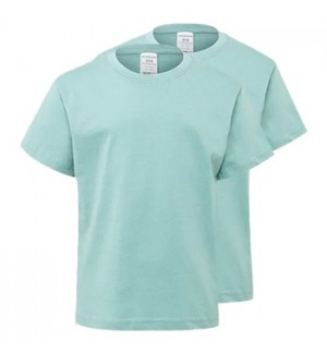 T-Shirt Criança Algodão 155g Verde Pastel Tam 7/8 Pack 2un