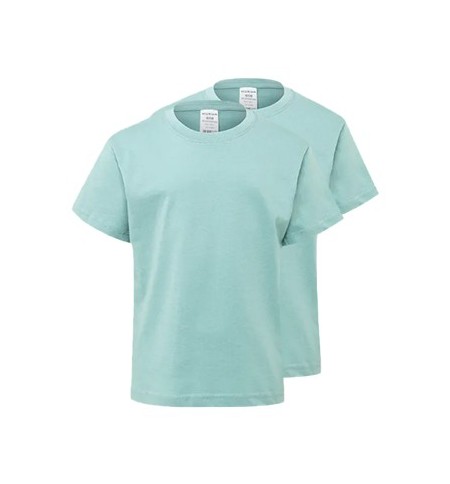 T-Shirt Criança Algodão 155g Verde Pastel Tam 7/8 Pack 2un