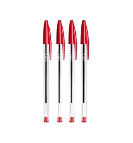 Esferográfica Vermelho 1mm Ball Point BIC Cristal 4un