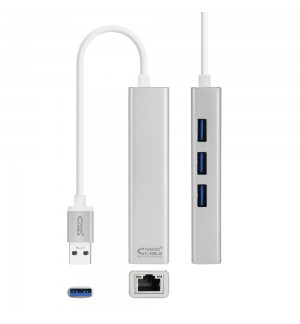 Adaptador USB 3.0 para Ethernet Gigabit + 3 Portas USB