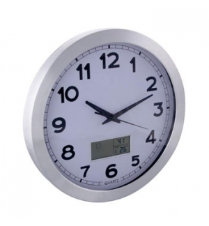 Relogio de parede em alumnio com LCD 35 cm 