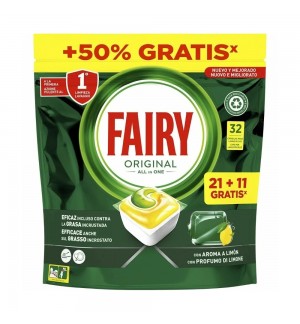 Detergente Máquina Loiça Pastilhas Fairy Limão 21+11un