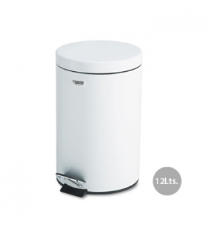 Papeleira Metal Aco Revestido c/ Pedal 12 Litros Branco 