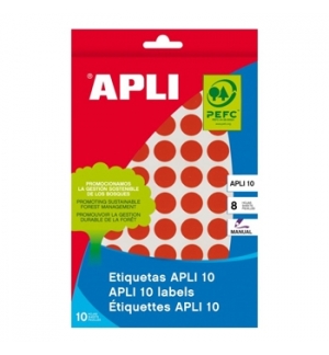Etiquetas Redondas 10mm Vermelho 1008un 