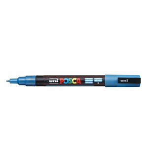 Marcador Uniball Posca PC-3ML 0,9mm Azul Claro Glitter (L12)