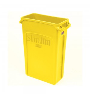 Contentor 87L Plástico Slim Jim s/Tampa c/CanaisVent Amarelo