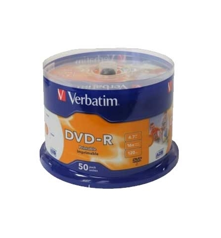 DVD-R Inkejet Printable 4.7GB 16x Verbatim Spindle 50un