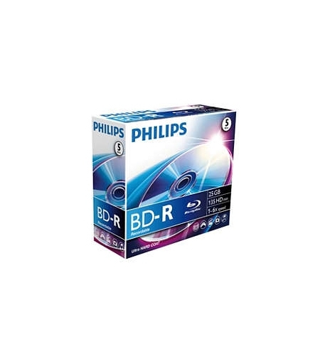 DVD BD-R Blu-ray 25GB 6x Philips Jewell Case 5un