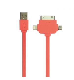 Cabo USB 3 em 1 para micro-USB / Apple Lightning / 30 Pinos