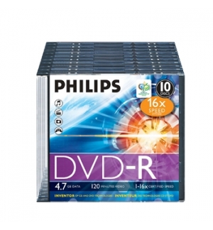 DVD-R Philips 4.7GB 16X Slim Case 10