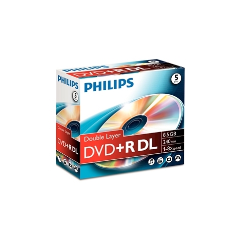 DVD+R 8.5GB 8x Dual Layer Philips Jewell Case 5un