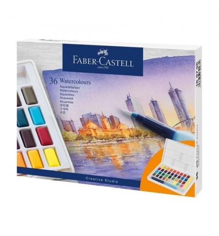 Conjunto Aguarelas 36 Cores Pincel Água+Paleta Faber-Castell