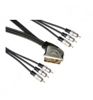 Cabo SCART Profissional para 4xRCA Audio + 2xRCA Video 1,5m