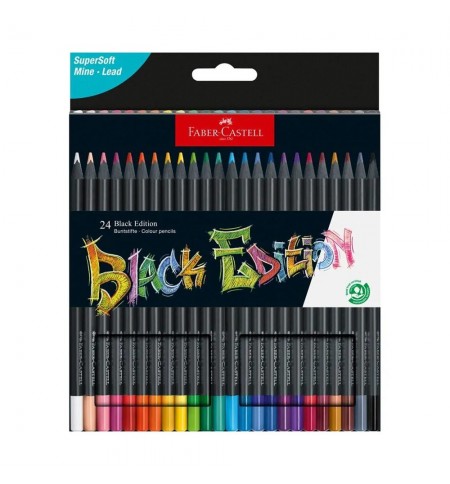 Lápis Cor 24un Cx Cartão Faber-Castell Black Edition 18cm