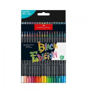Lápis Cor 36un Cx Cartão Faber-Castell Black Edition 18cm