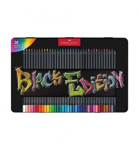 Lápis Cor 36un Cx Metal Faber-Castell Black Edition 18cm