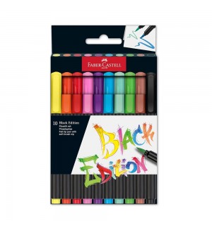 Marcador Feltro Faber Castell Black Edition Ponta Pincel 10x