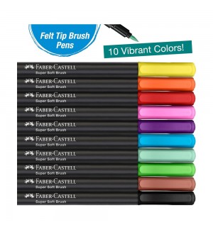 Marcador Feltro Faber Castell Black Edition Ponta Pincel 10x